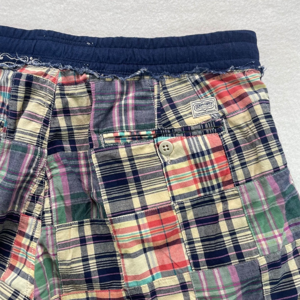 Denim & Supply Ralph Lauren Shorts Mens Large Multi Plaid Patchwork Bandana - Picture 4 of 7